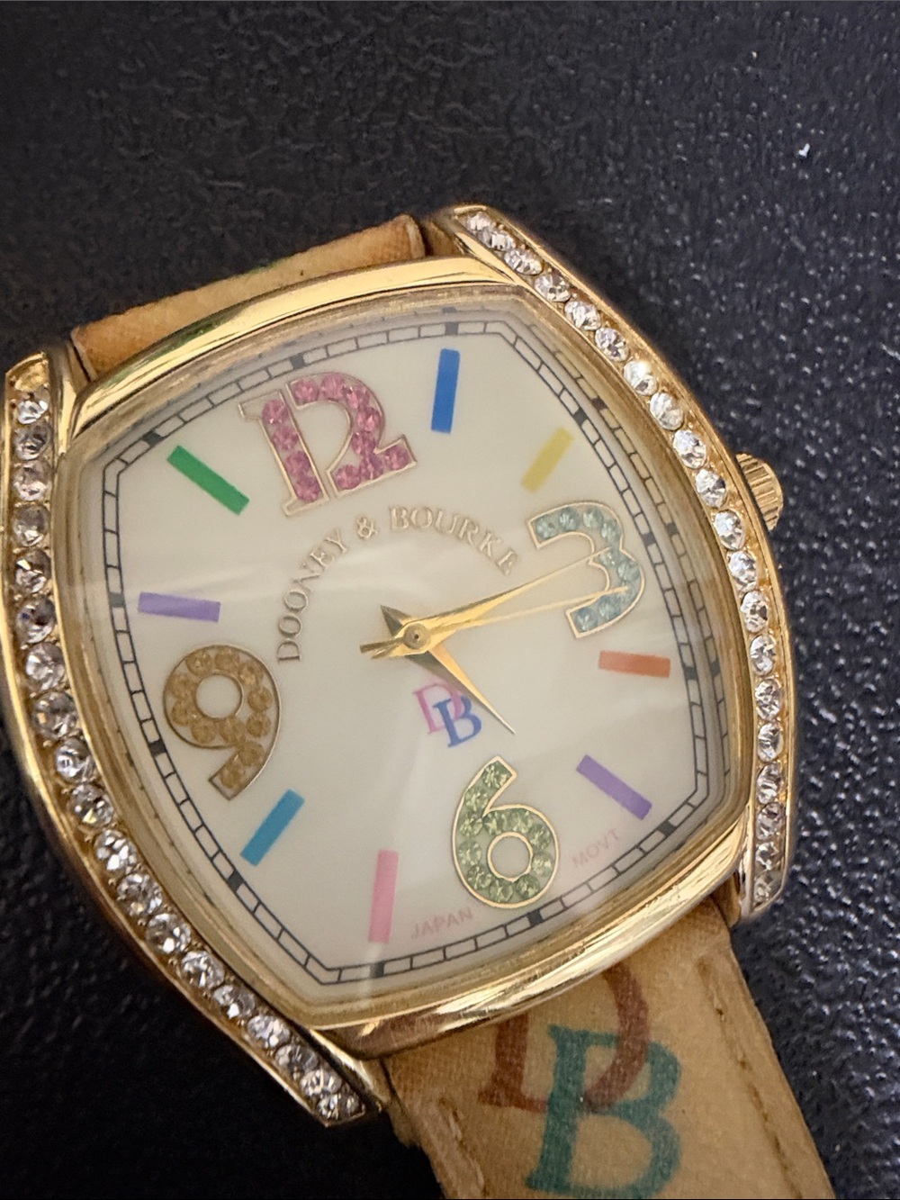Vintage Dooney & Bourne Gold-Tone Women's Watch Multicolor Leather Strap WORKING